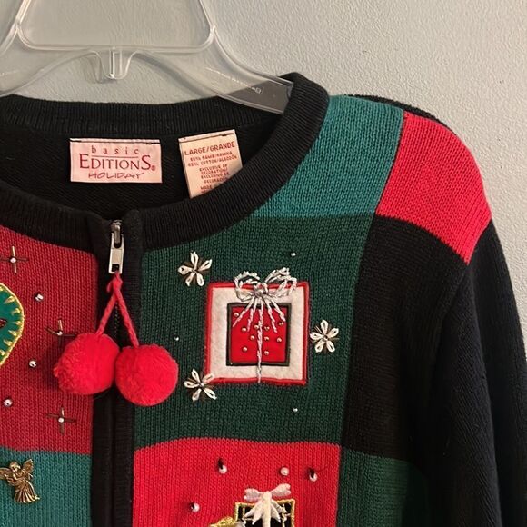 Vintage Women’s Large Christmas Holiday themed cardigan sweater - Picture 4 of 16